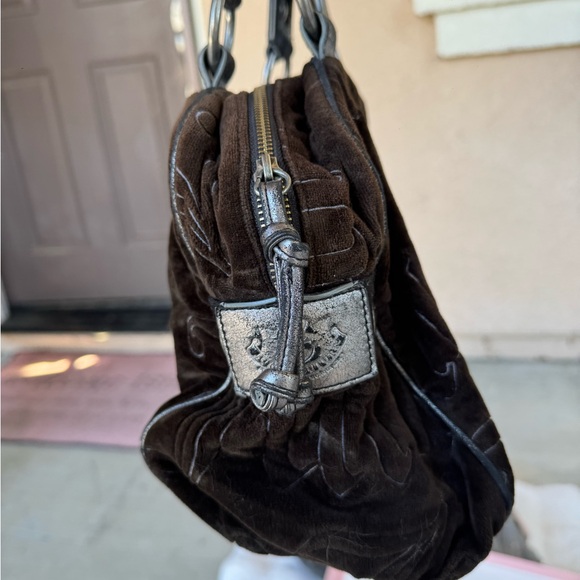 Vintage Juicy Couture Gothic Black Velvet Bag Silver Accents w/ Original Box - Picture 6 of 13